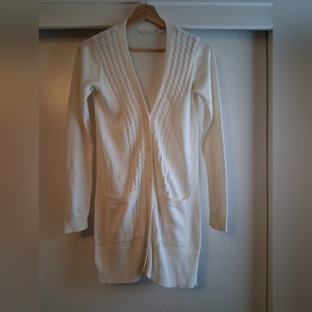 Kimchi & Blue Ivory Cable Knit Long Cardigan Sweater Small